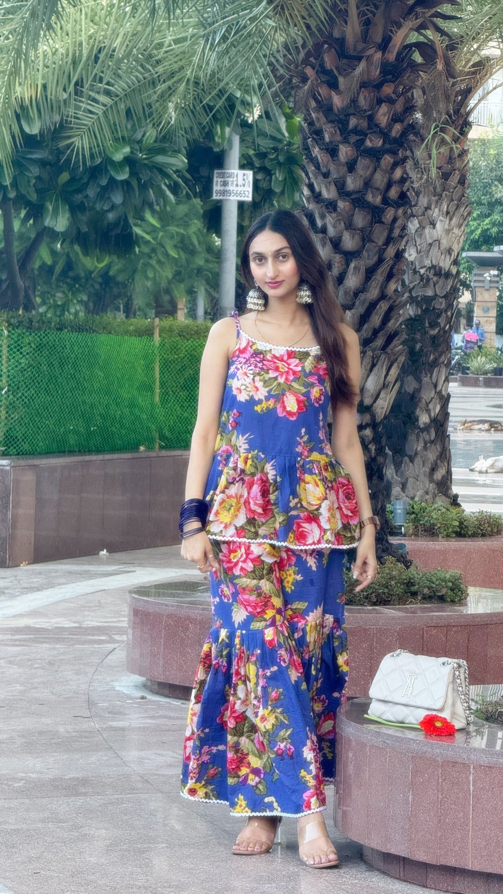 Vasundhara- Tie-up short frill kurta with sharara