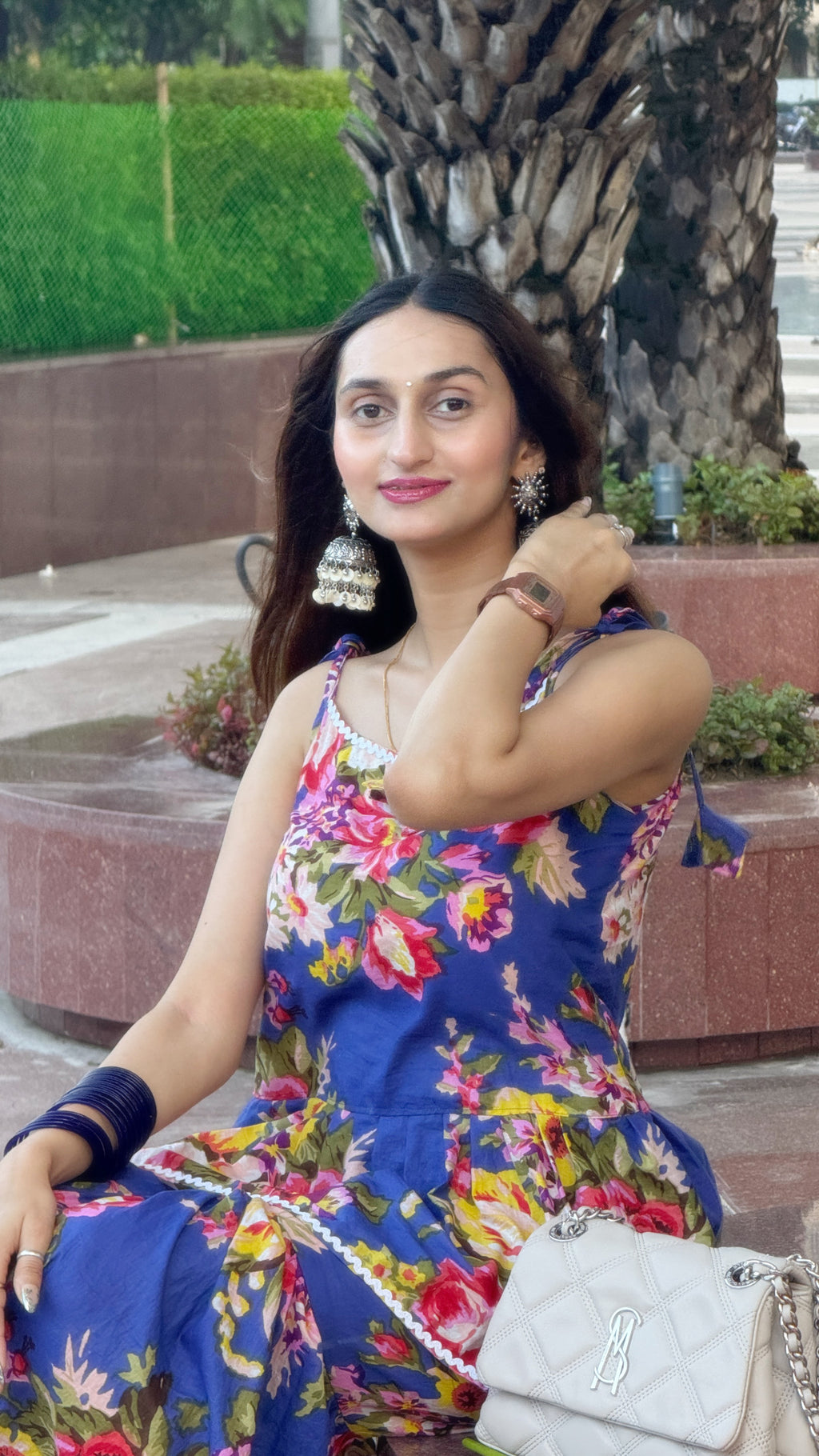 Vasundhara- Tie-up short frill kurta with sharara