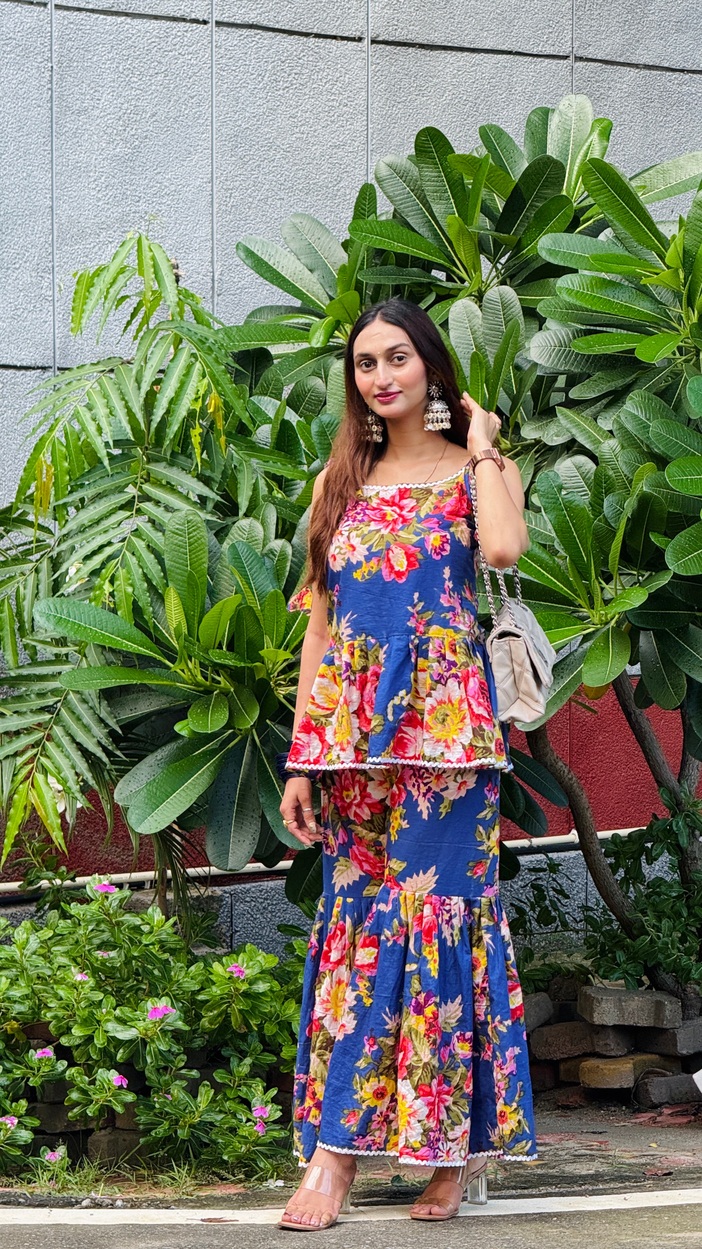 Vasundhara- Tie-up short frill kurta with sharara